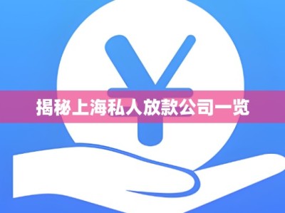 揭秘上海私人放款公司一览