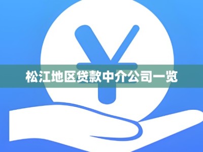 松江地区贷款中介公司一览